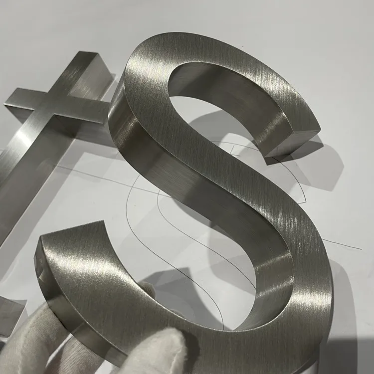 Custom Business Signs Indoor Silver Brushed Metal Alphabet Letters Logo Office 3D Reception Sign For Wall