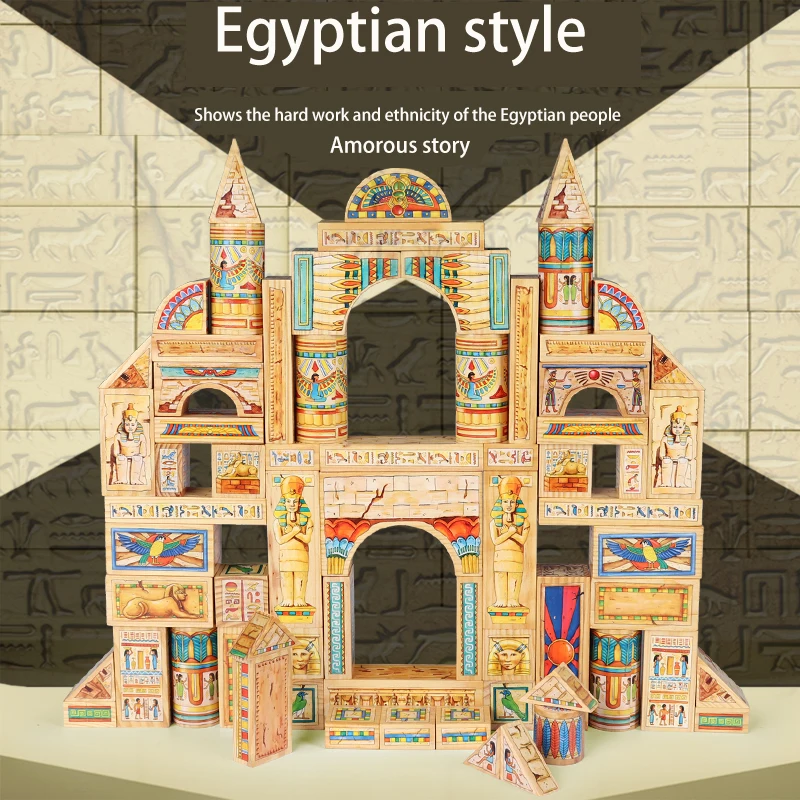 Manufactory direct sale wooden toy Egyptian all kind of style Pyramids Pharaoh spyramid wood building model material taj mahal