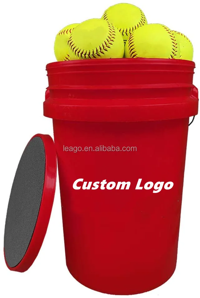 Customize 6 gallon Bucket of Softballs Practice Softballs in 6 Gallon Padded Bucket Cushioned Lid Top for Seat