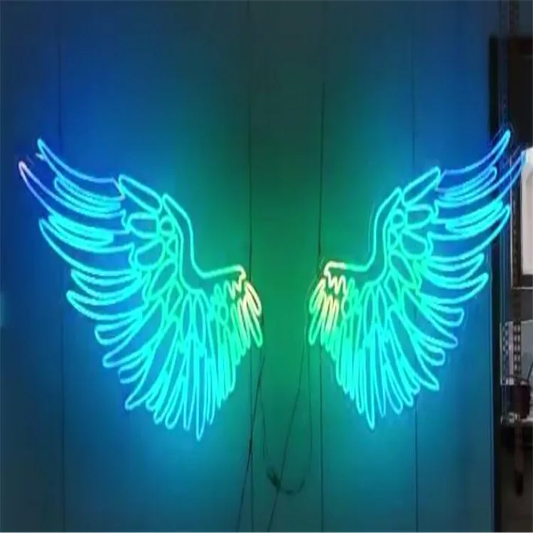 Рекламная цена индивидуальный дизайн светодиодная неоновая вывеска RGB цветная крыла ангела
