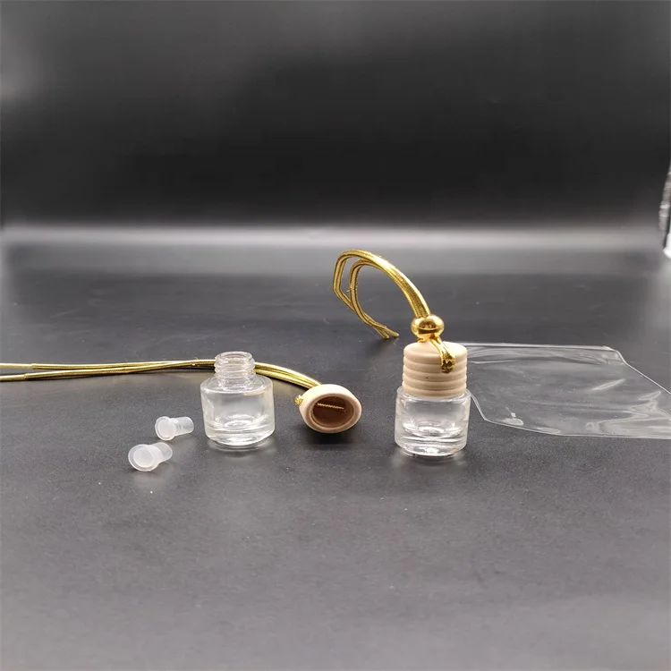 wholesale 5ml round glass bottle perfume diffuser indoor aroma pendant Car air outlet perfume hang car perfume freshener