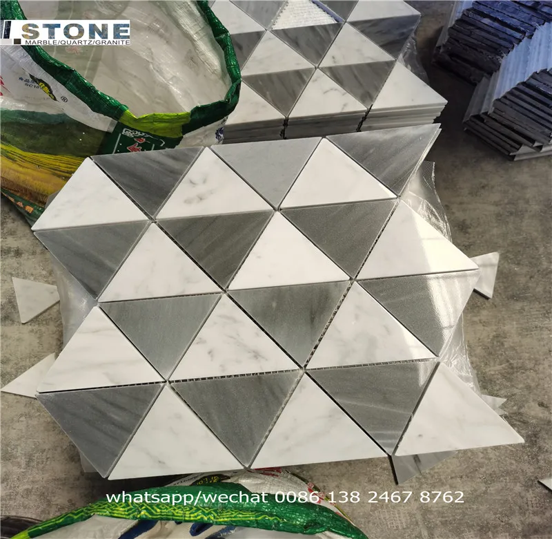marble mosaic triangle mosaic marble design kitchen wall mosaic