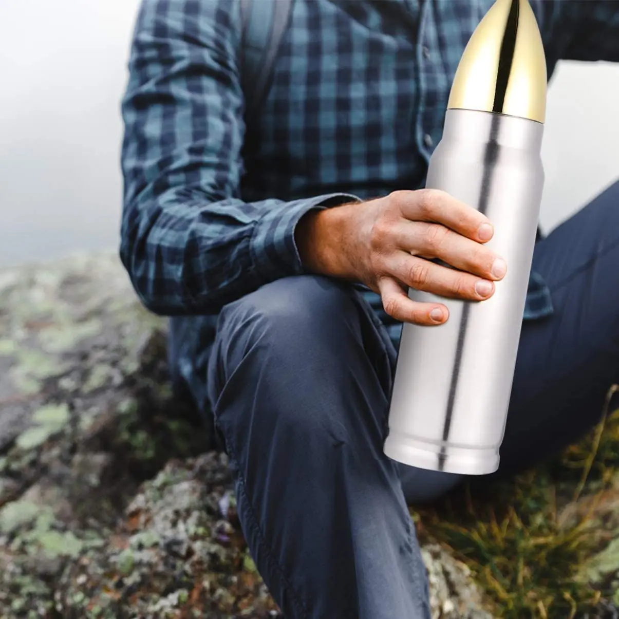 New Arrival 750ml 1000ml Blank sublimation Stainless Steel Rocket Water Bottle Shotgun Bullet Shape Tumbler for DIY