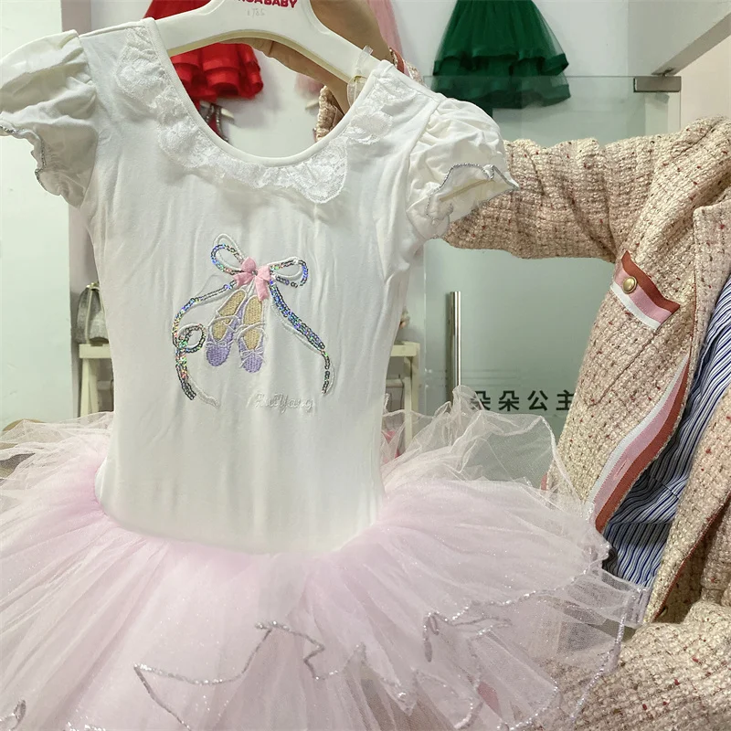 2024 wholesale babi girls stage wear black kid dance leotard tutu dress