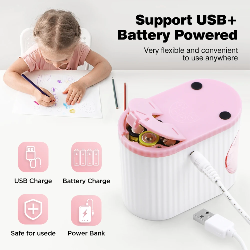 School Office Supplies Huisheng Wholesale Cartoon Animals Plastic Pencil Mini Cute Electric Pencil Sharpener