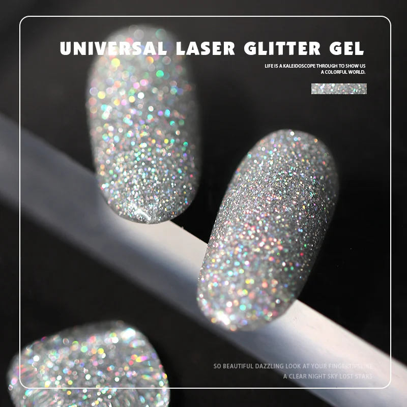 HS New Arrival Laser Effect UV Nail Polish Private Label Holographic Glitter Gel Polish