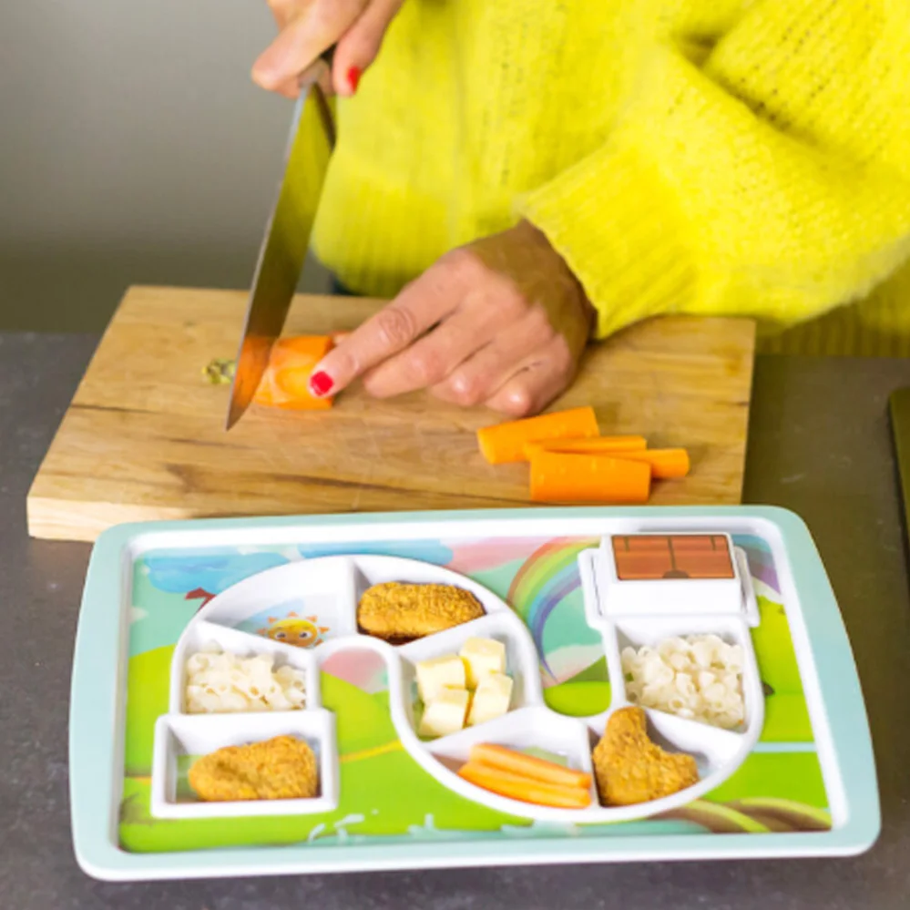 Kids Funny Melamine Dinner Ware Meal Set Game Plate For Picky Eaters