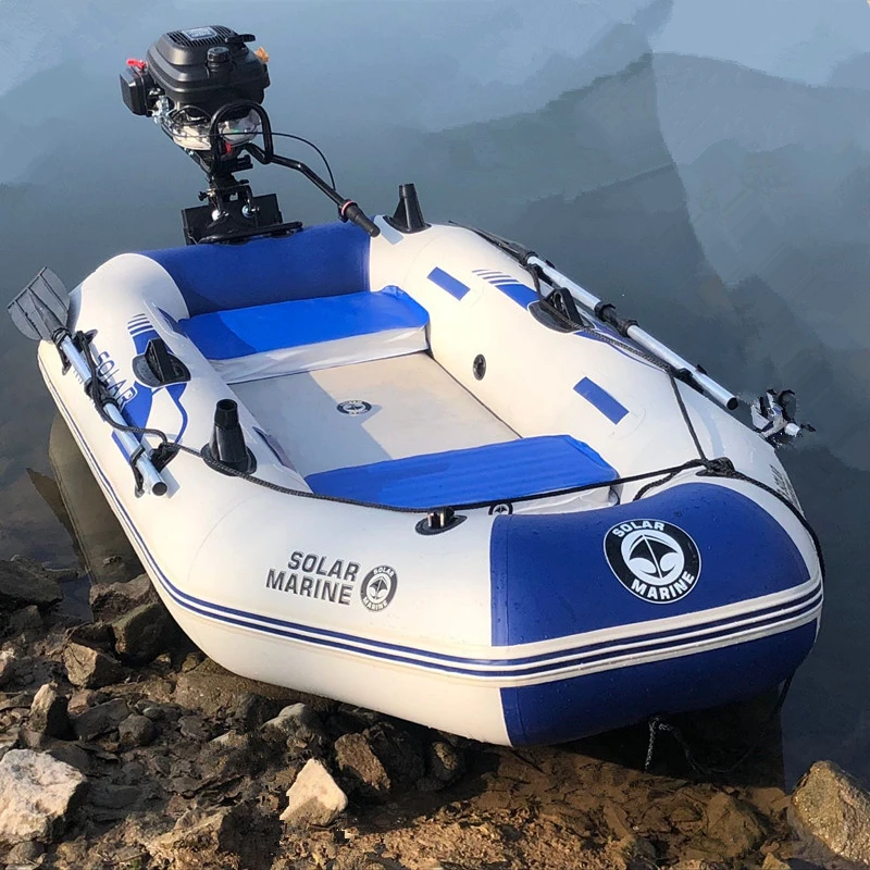 Solar Marine 3 Person PVC air Deck Floor Rowing Boats 2.6M 8.5ft 260cm Inflatable Kayak With Awning Bracket Vest Oar Accessories