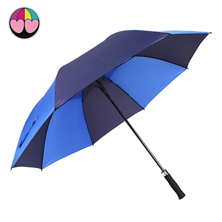 Automatic Golf Umbrella Storm Proof Fiberglass Frame Rubber Handle big restaurant Golf Umbrella Wholesale