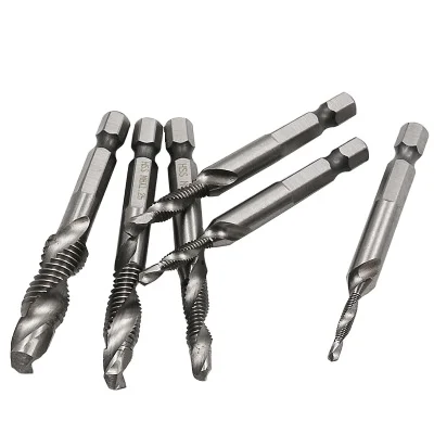 High speed steel 4341 M3-M10 6pcs/set multi-function composite Tap Drill Bit Drill Cuter Woodworking