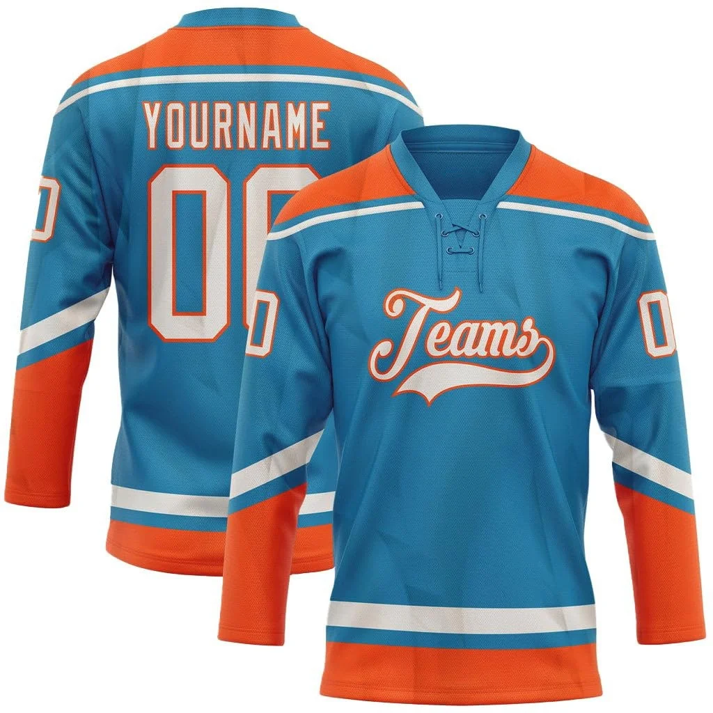Factory Wholesale Ice Hockey Jersey Embedded Sublimated Custom Ice Hockey Wear Long Sleeve Hockey Uniform
