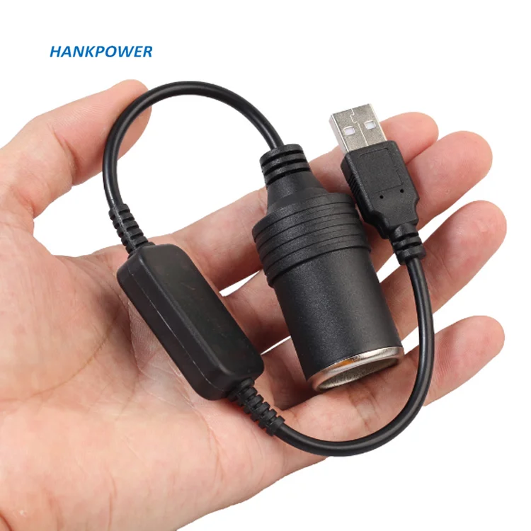 For Auto Accessories USB to Car Cigarette Lighter Socket Converter Step Up Cable USB 5V To 12V Converter Adapter