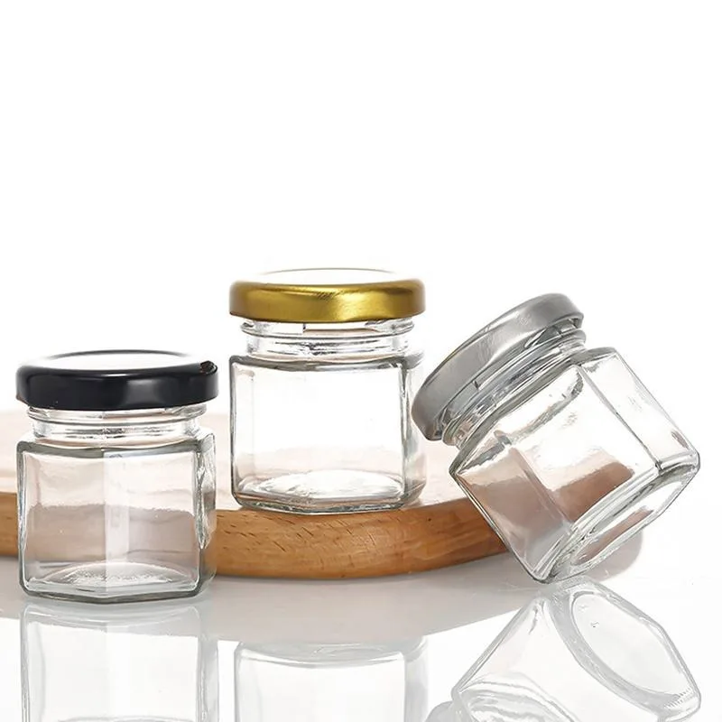 1OZ 1.5OZ Hexagonal and Round Glass Jars for Caviar and Honey with Twist-off Lid