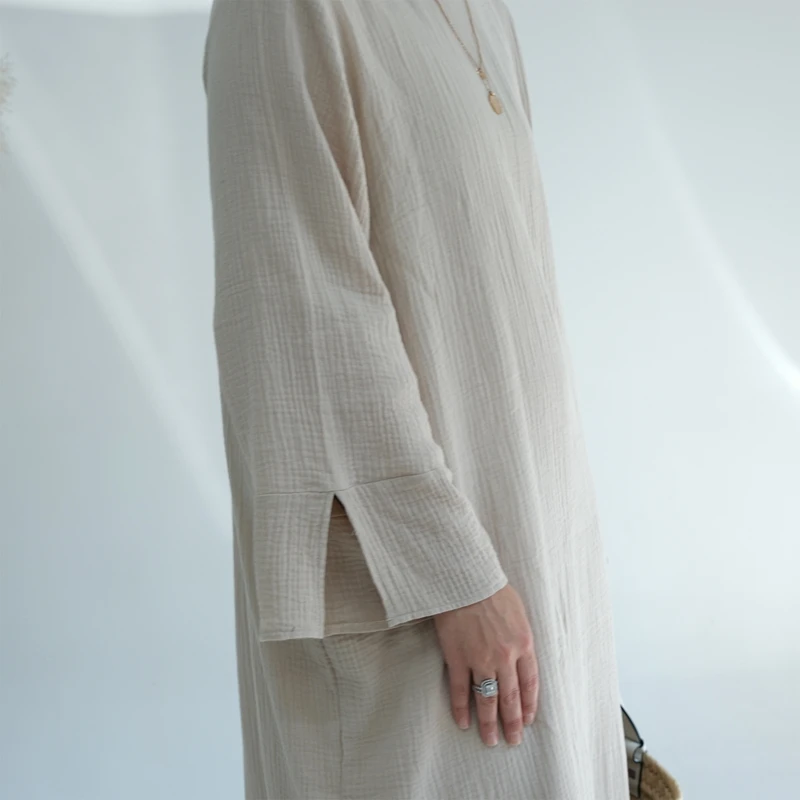 Двусторонний комплект abaya co ord jellaba для женщин скромный Бежевый Креп dubai