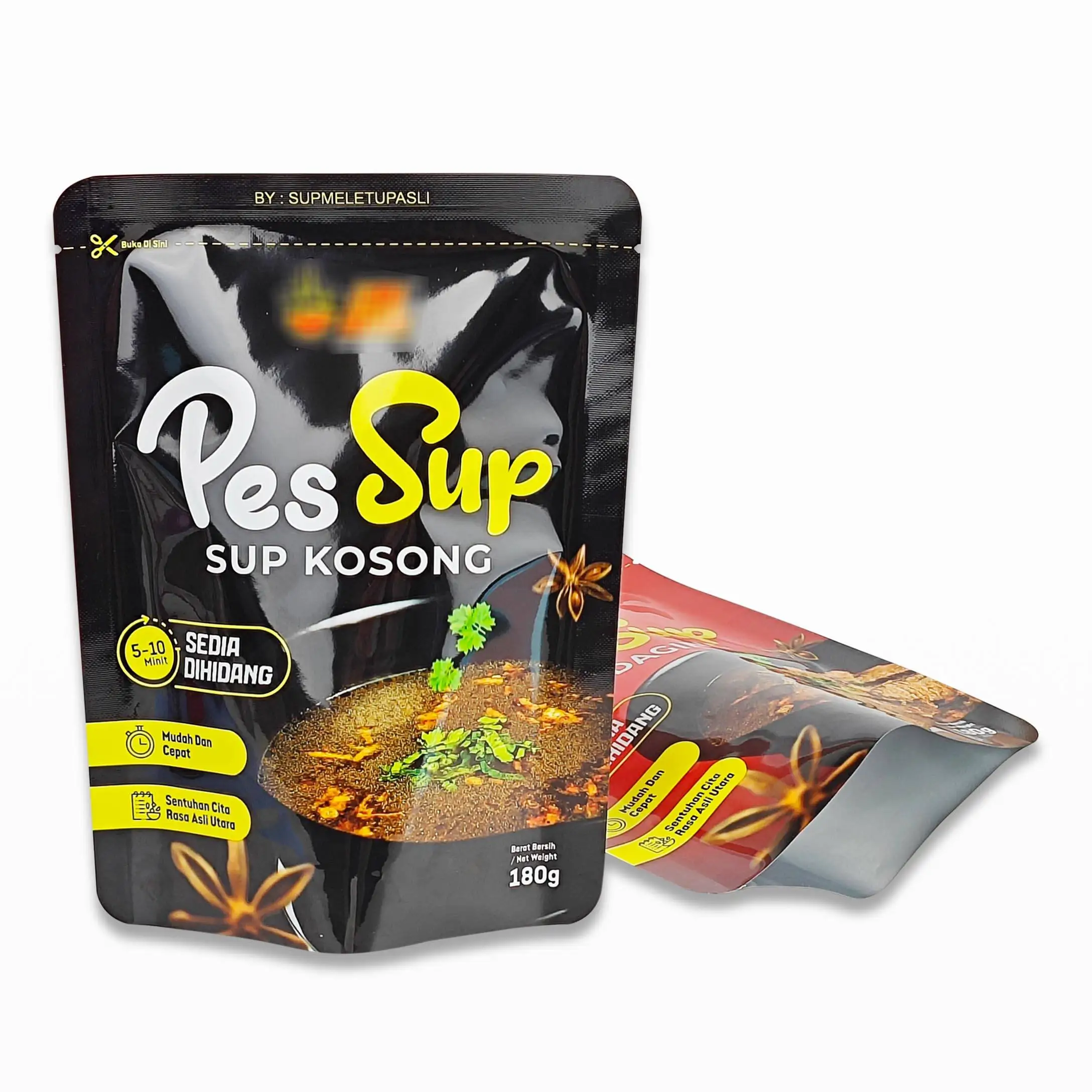 Custom Food Flexible Packaging High Temperature 3 Side Seal Cooking Bag Pet/Al/Pa/Rcpp Moi Moi Resistance Retort Pouch For Soup