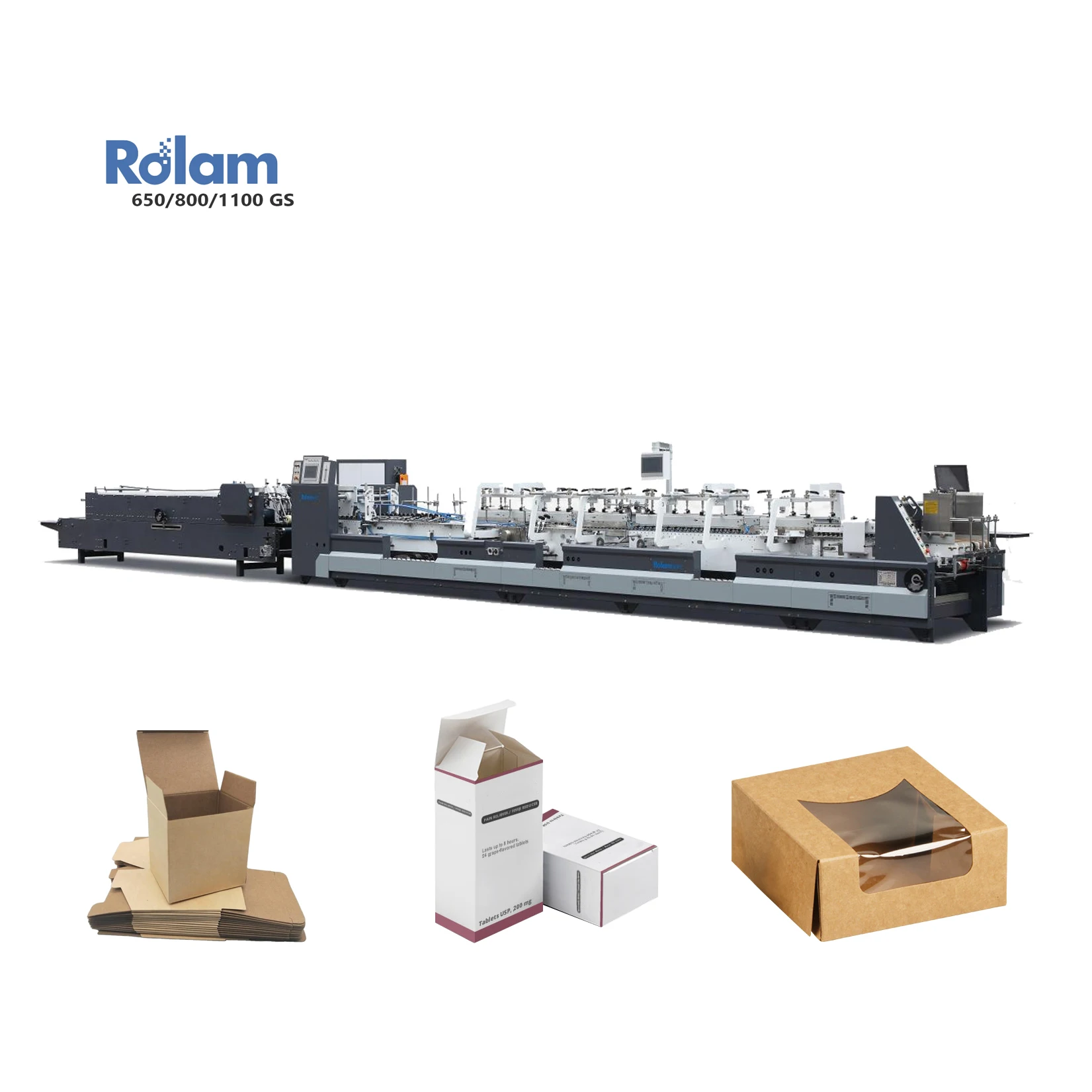 New Luolan Three Point Chip Box Folding Gluing Machine Crash Bottom Lock Type Making Folder Gluer