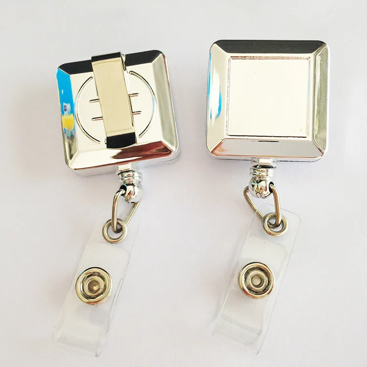 Hot Sale Custom Logo Retractable Reel Silver Metal ID Badge Holder With Clip Novelty Metal Badge Reel