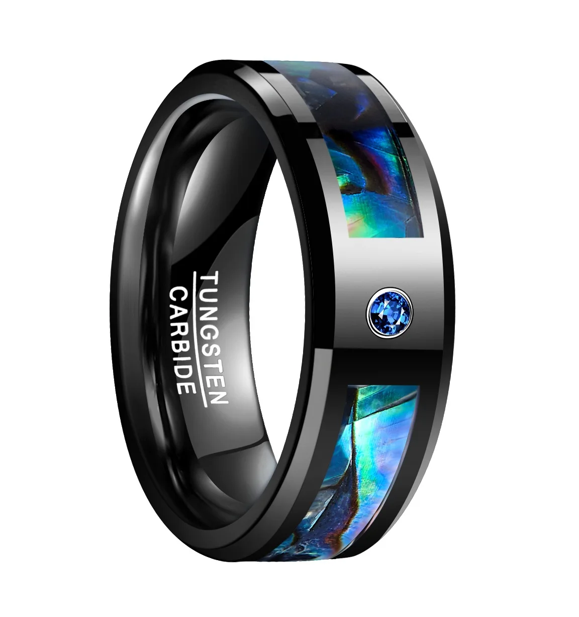 New Titanium Steel Blue Carbon Fiber Diamond Dragon Piece Ring Stainless Steel Fashionable Ring