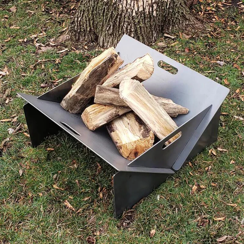 Custom Steel Wood Burning Bon Firepit Square Rectangular BBQ Grill Brazier Fire Bowl Backyard Patio Camping Fire Pit