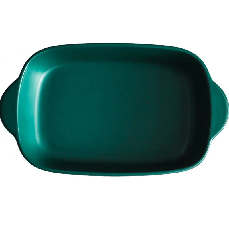 Factory direct supply Nordic ceramic plate with handle cheese baked rice tray baking tray oven household