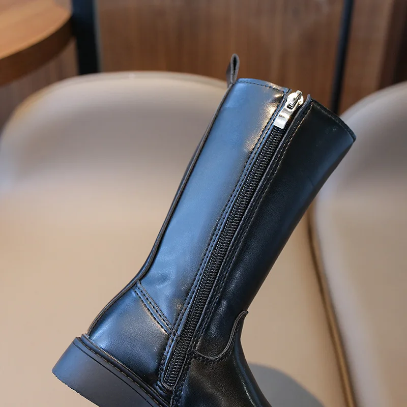 2024 Fashionable Spring Autumn Winter Pu Leather Sweet Baby Girl High Boots