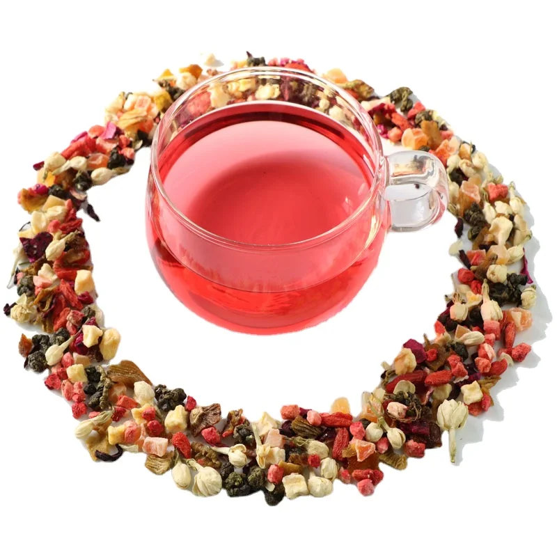 Hot sale Chinese healthy and natural flavored blended fruit tea, FD strawberry and jasmine fruit tea