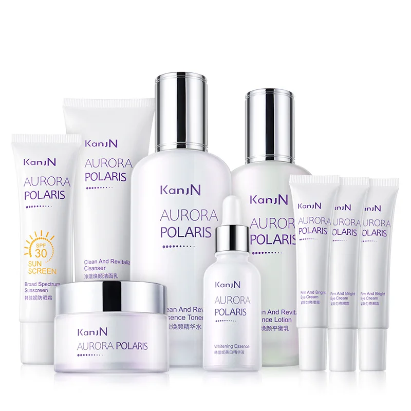korean normal private label whitening skin care sets with logo Nine-piece whitening and spotting set