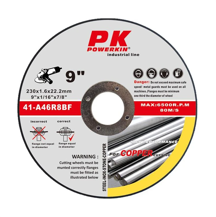 Customized Size Abrasive Tools Metal Aluminum Oxide Cutting Disc 9 Inch T41 230*1.6*22.2mm Cutting Wheels Copper Discs