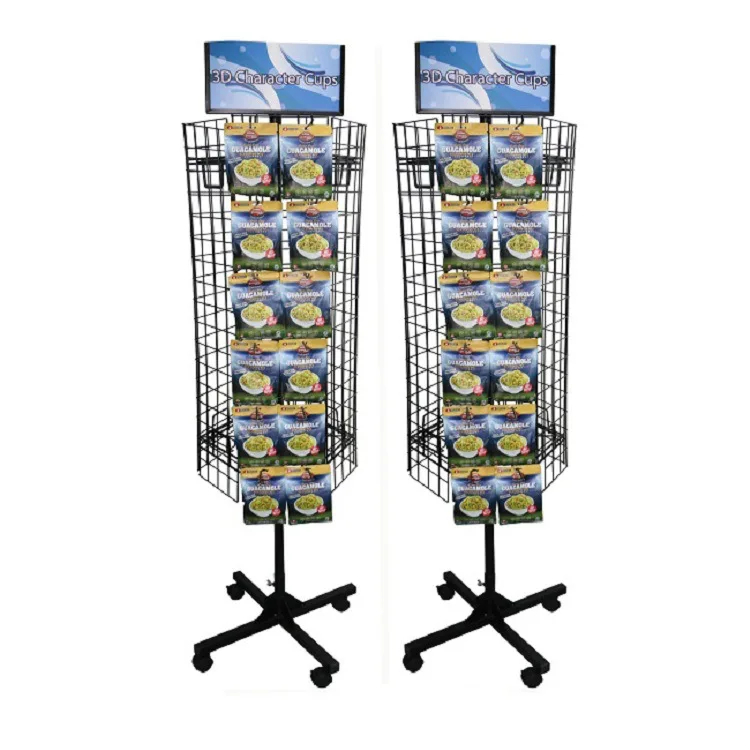 eyeglass Bookstore Retail Floor Standing Greeting Card  battery  Metal Wire Rotating Display Stand rack