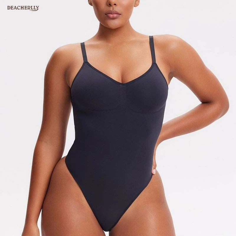 Low Back Bodysuit for Women Seamless Sculpting Body Shaper Thong Tank Top Tummy Control Shapewear