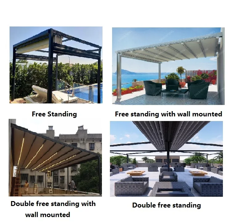 PVC Folding Retractable Roofs Architectural Retractable Pergolas
