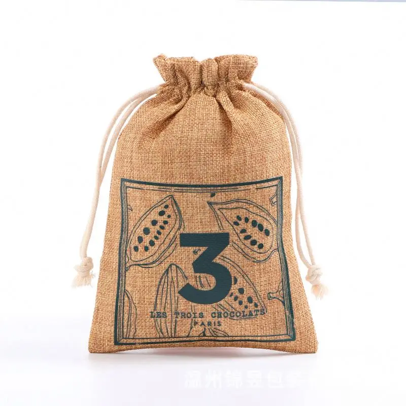 Breathable Dust-Proof Drawstring Pouch Small Drawstring Grey Jute Jewelry Bag Tote