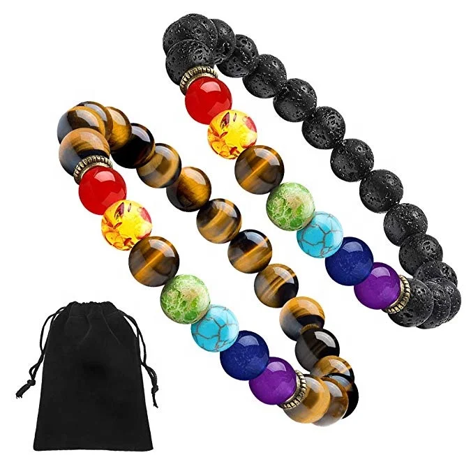 2021 Custom Adjustable Bracelet Pierre Naturelle Crystal Healing 7 Chakra Bracelet