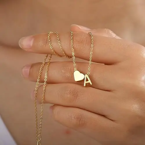 Ожерелье с A-Z в форме сердца 18 карат