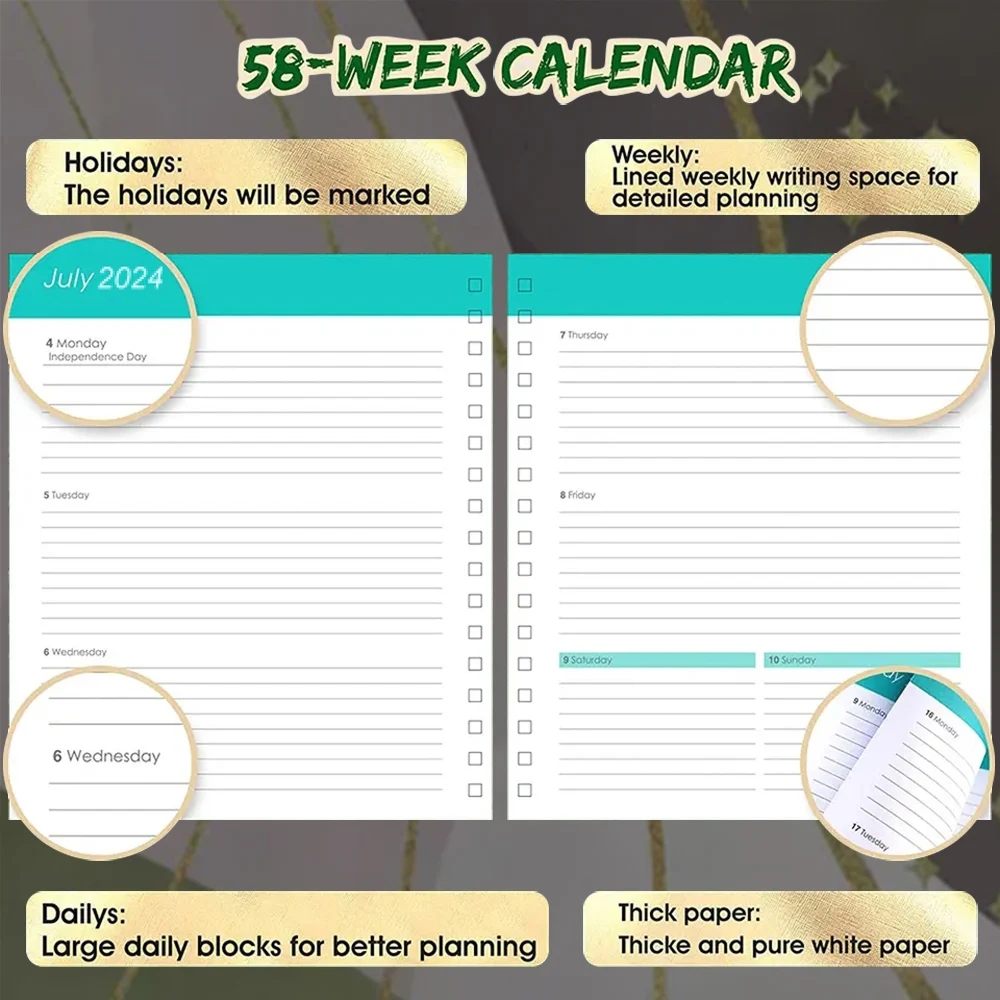 Custom Note Books 2025 Hardcover Spiral Monthly Weekly School Stationery Agenda Notebook Planner