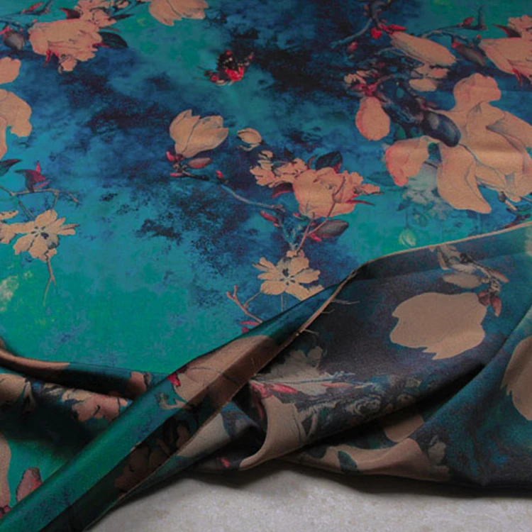 
Wholesale Factory Digital Printed 100% Silk Satin Fabric Silk Brocade Fabric 