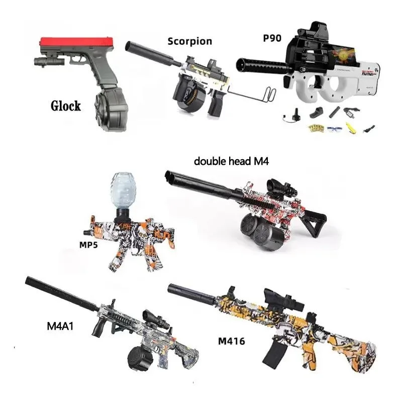 2024 Hot Arma De Gel Arma De Bolinha De Gel Gun M416 P90 AUG MP5K VECTOR AKM47 Automatic Orbeez Gun Toy for Adult