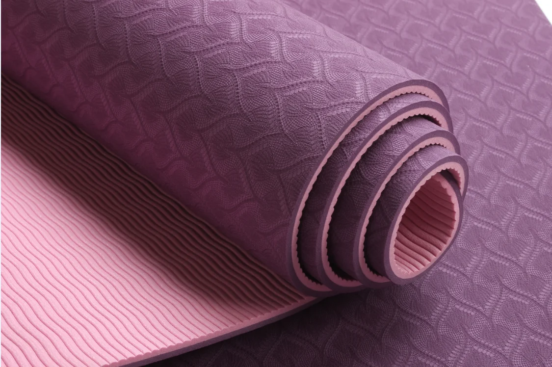 Custom Print Logo Oem Customised Eco Friendly Tpe Cork Yoga Mat ,Double colour Yoga matte