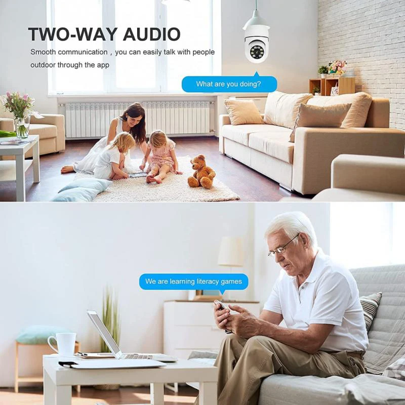 Full HD 1080P Wifi Bulb Camera Wireless Panoramic Home Security CCTV Smart Bulb Lamp Two Ways Audio Auto Tracking E27 PTZ Camera