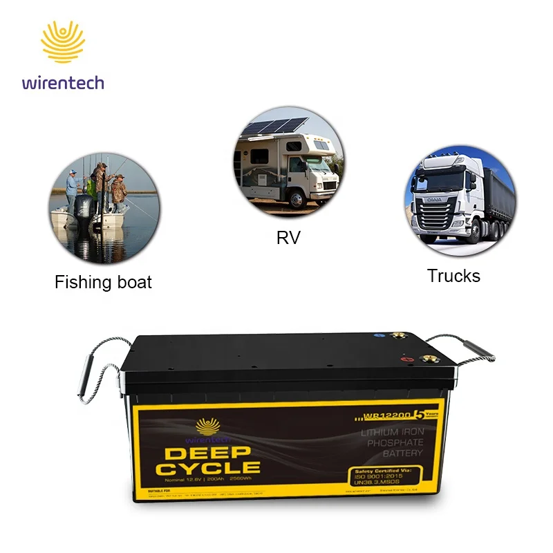 EU STOCK LiFePO4 Battery IP67 Waterproof 12V 100Ah 200Ah 300Ah 400Ah Lithium Battery Pack Dual Purpose for Marine Trolling Motor