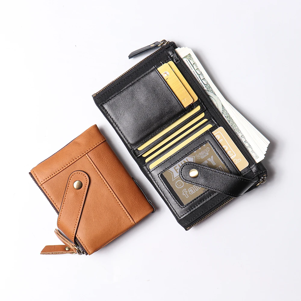 Vintage Mens Real Leather Wallet Genuine Leather Wallet With ID Window Coin Purse RFID Leather Wallet For Men