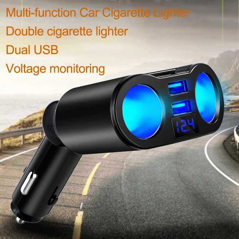 12-24V Car Cigarette Socket Lighter Fast Car Charger Power Adapter Usb Car Charger Dual Usb Port splitter 2 Port LCD Display