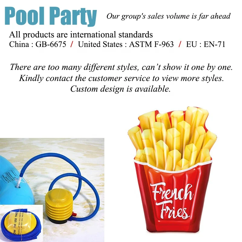 Floating Tray for Pool Floats Toys Inflatables Water French Fries Shape Inflatable Float Party
