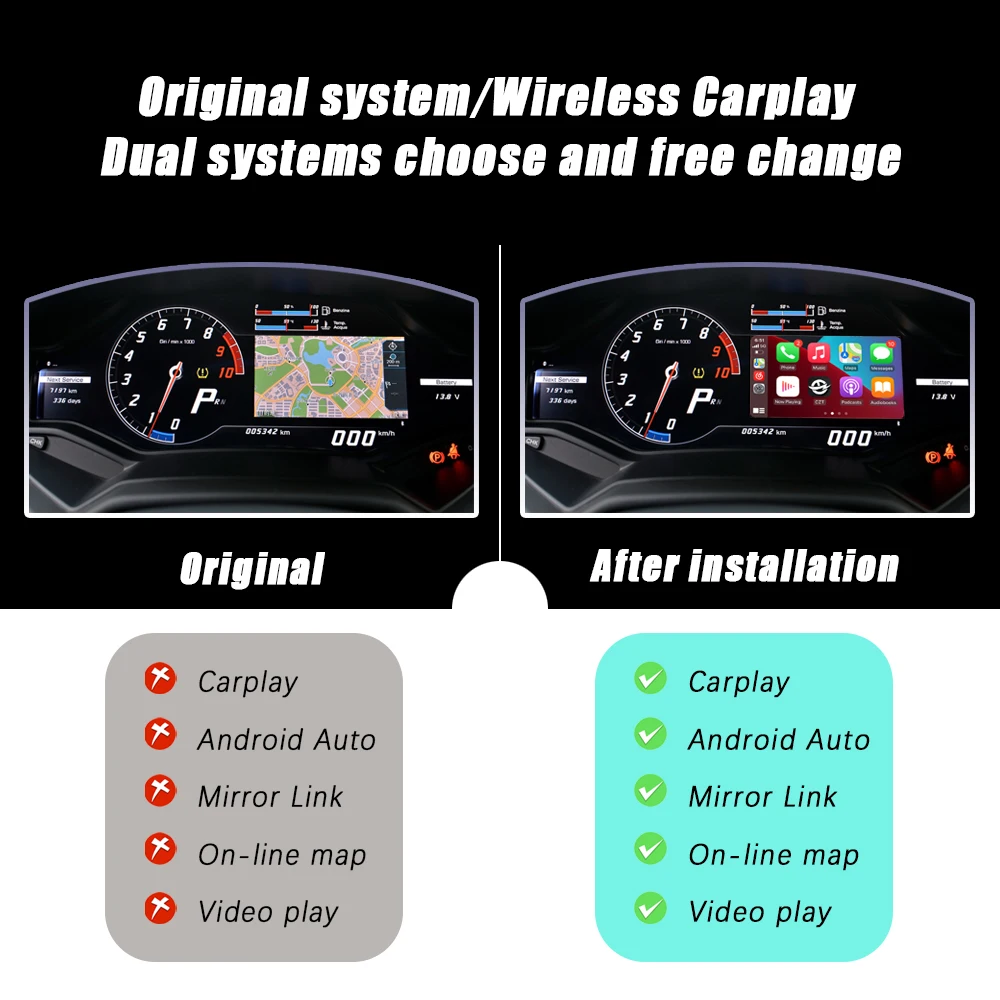 Lamborghini Huracan 2012-2019 Car DVD Player with Wireless Carplay Android Auto Mirror Link & AirPlay Radio Functions