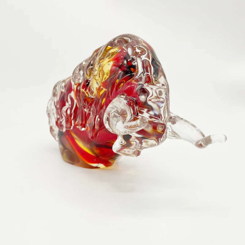 Hand Blown Glass Animal Figurine Glass Bull Crafts