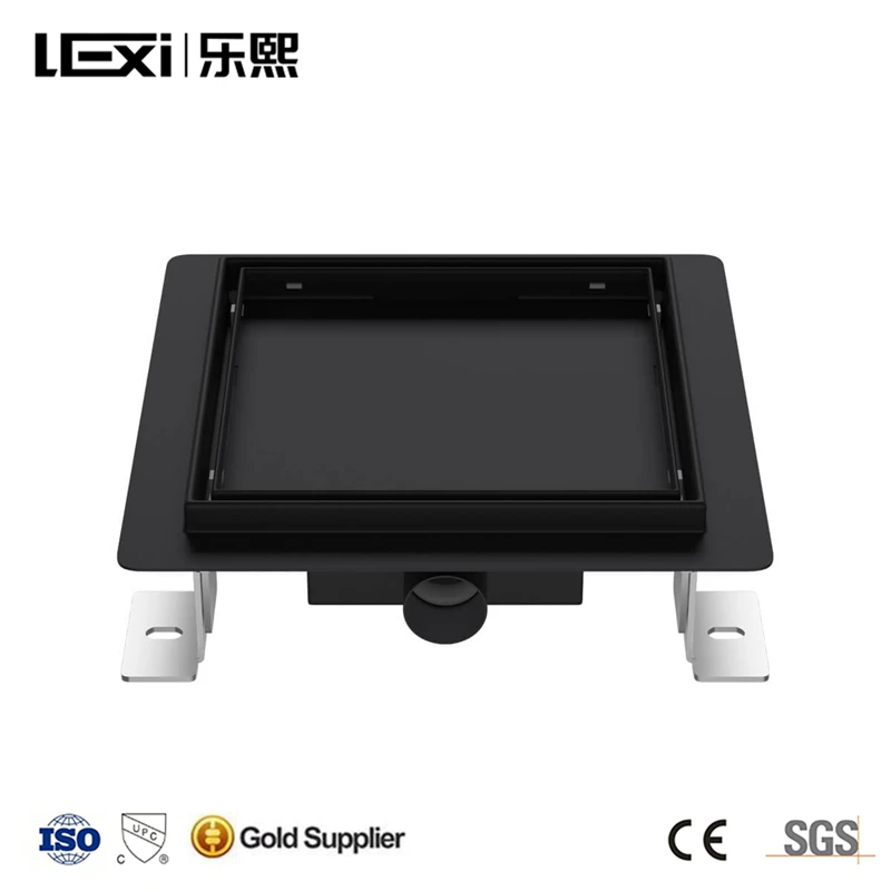 LEXI Kitchen Bathroom Shower Concealed 150mm Square Stainless Steel Anti Odor Floor Drain Core Trap With Tile Insert Grate