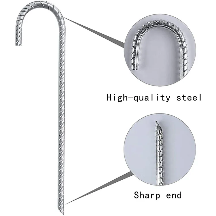 Rope outdoor ground anchor belly hook camping flag stakes galvanized canopy duty metal heavy coated rebar steel nail tent pegs