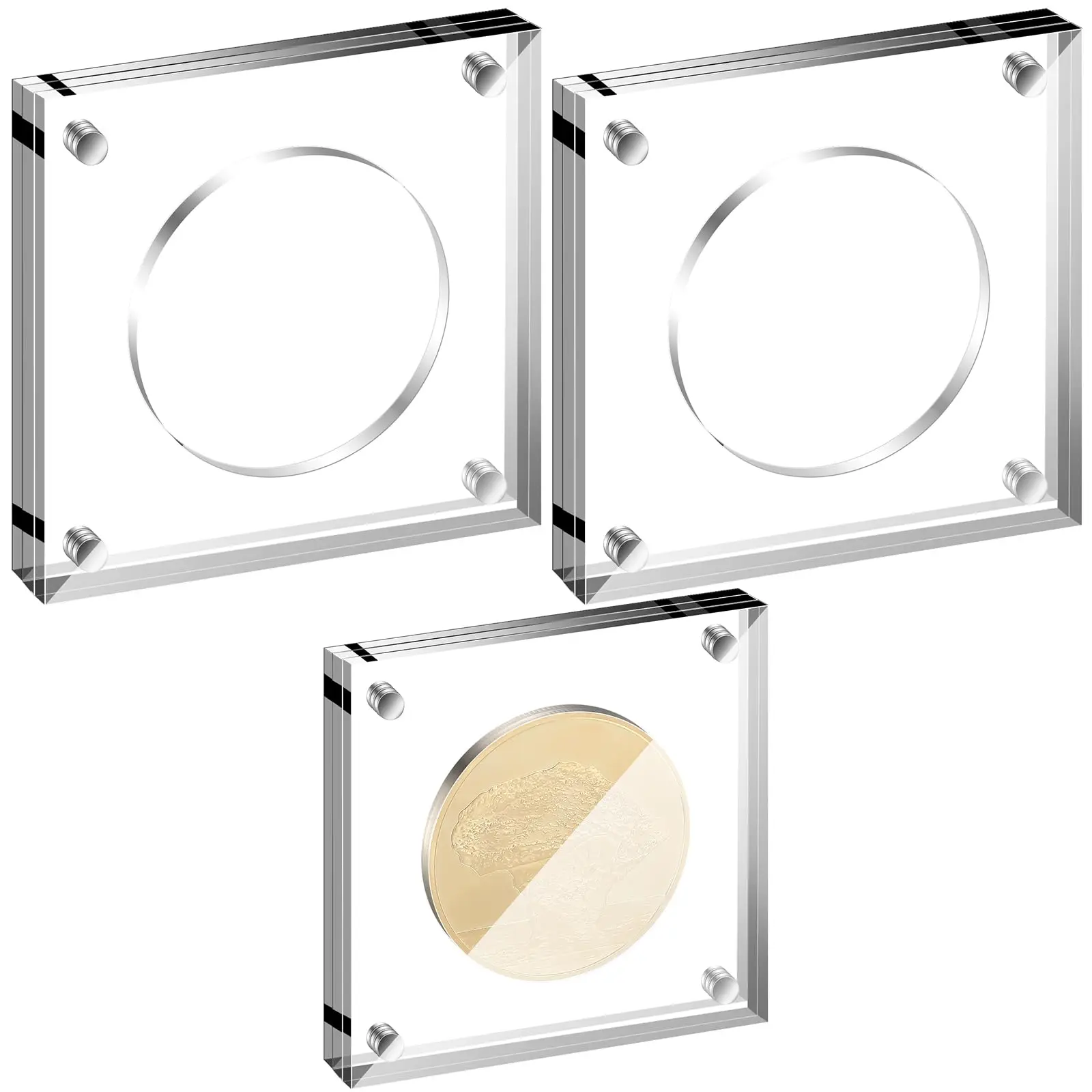 Acrylic Coin Display Stand Holder Case Transparent Commemorative coin display box Black Slab Multiple Graded Frame