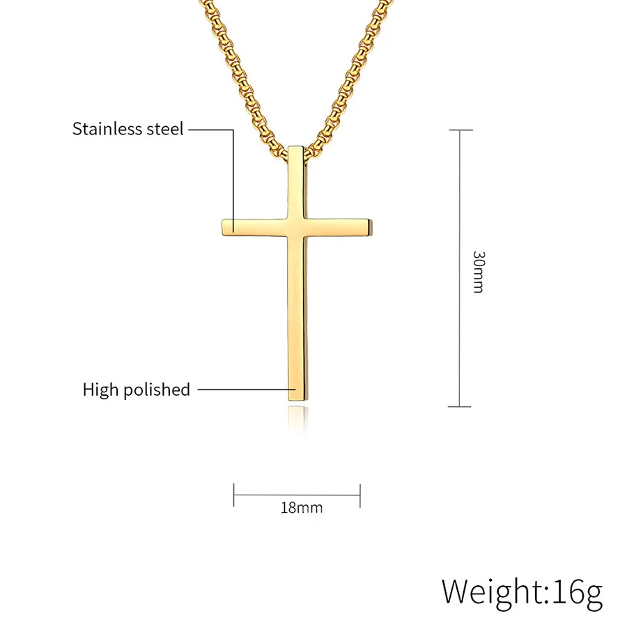 Style Simple Titanium Steel Cross Necklace Glossy Niche Personality Men And Women Wear With Stainless Steel Sweater Chain