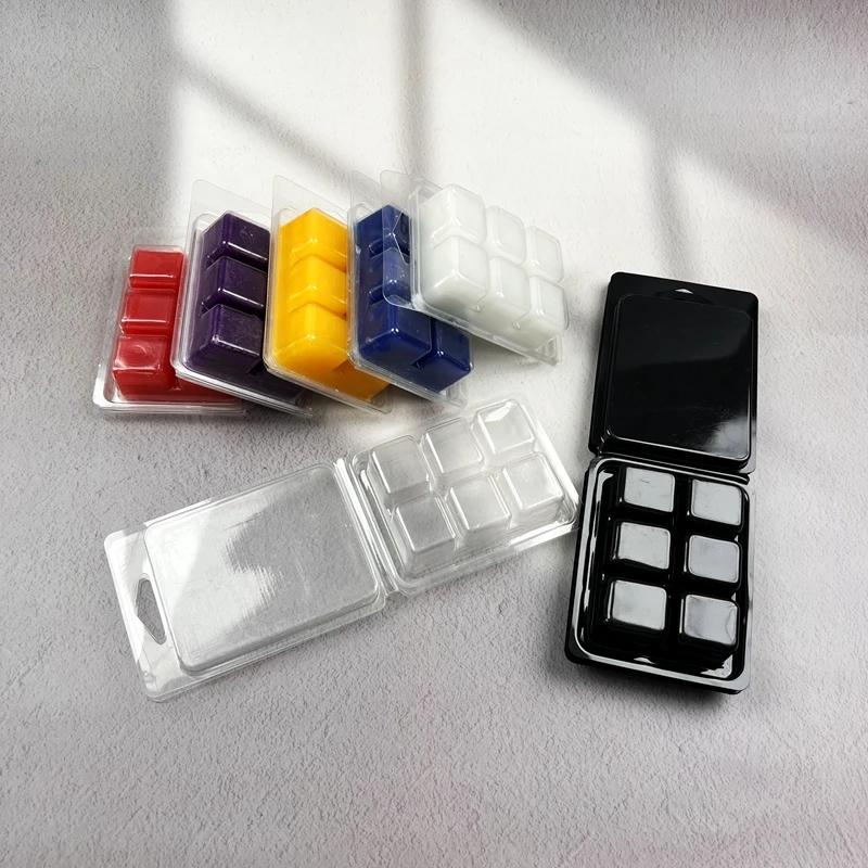6 Cavities Plastic Blister Rectangle Shaped Wax Melt Clam Shell Candles Packaging Boxes